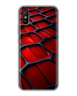 Чехол для Xiaomi Redmi 9A с картинкой «Красная глянцевая сетка»