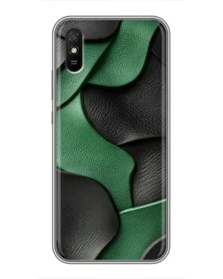Чехол для Xiaomi Redmi 9A с картинкой «Зеленые кожаные волны»