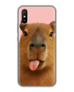 Чехол для Xiaomi Redmi 9A с картинкой «Капибара с языком»