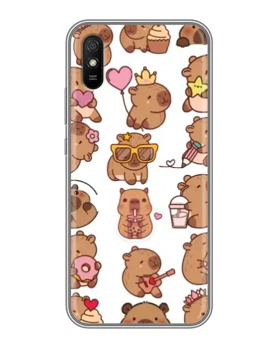 Чехол для Xiaomi Redmi 9A с картинкой «Стикерпак с капибарами»
