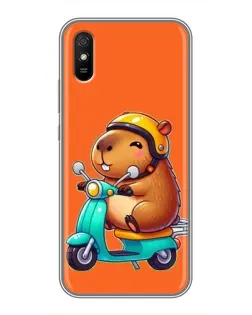 Чехол для Xiaomi Redmi 9A с картинкой «Капибара на скутере»