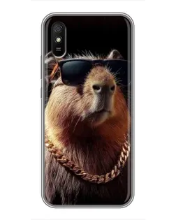 Чехол для Xiaomi Redmi 9A с картинкой «Капибара золотая цепь»