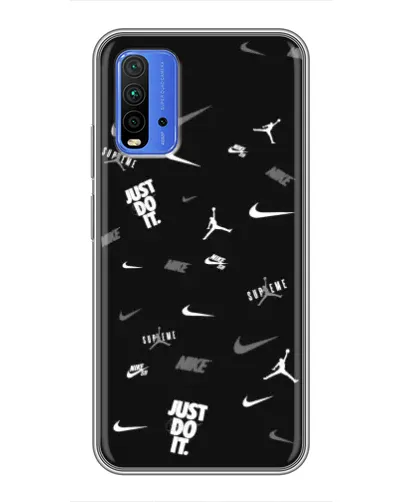 Чохол для Xiaomi Redmi 9T з картинкою «Nike Black Pattern»