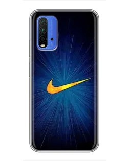 Чехол для Xiaomi Redmi 9T с картинкой «Синий пульс Nike»