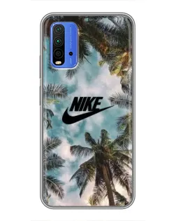 Чехол для Xiaomi Redmi 9T с картинкой «Тропический принт Nike»
