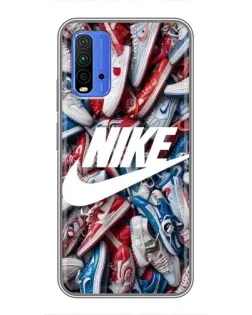 Чехол для Xiaomi Redmi 9T с картинкой «Коллаж кроссовок Найк»