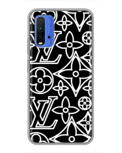 Чохол для Xiaomi Redmi 9T з картинкою «Чорно-білий візерунок LV»