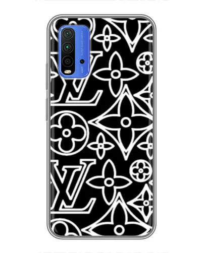 Чохол для Xiaomi Redmi 9T з картинкою «Чорно-білий візерунок LV»