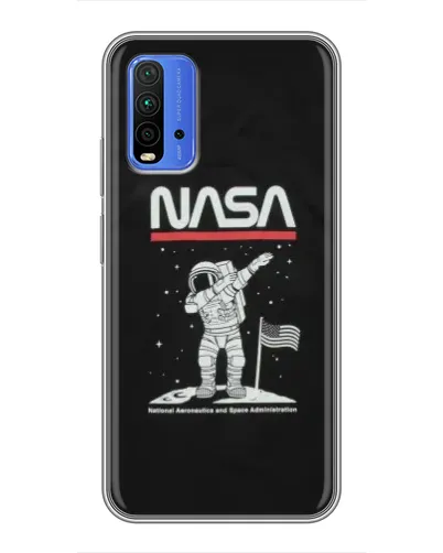 Чохол для Xiaomi Redmi 9T з картинкою «NASA — крокуємо по Місяцю»