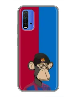 Чохол для Xiaomi Redmi 9T з картинкою «Bored Ape — фанат Барси»
