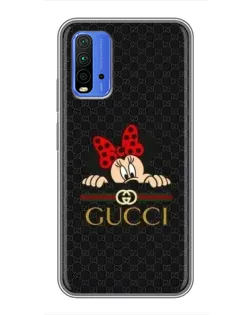 Чохол для Xiaomi Redmi 9T з картинкою «Мінні Маус Gucci — чорний»