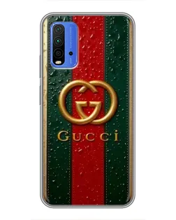 Чехол для Xiaomi Redmi 9T с картинкой «Gucci — фирменная полоса и золото» Чехол для Xiaomi Redmi 9T с картинкой «Gucci — фирменная полоса и золото»