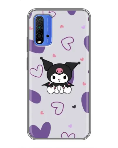 Чохол для Xiaomi Redmi 9T з картинкою «Kuromi та лавандові серця»
