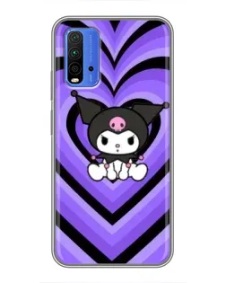 Чохол для Xiaomi Redmi 9T з картинкою «Kuromi та фіолетові серця»