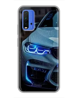 Чохол для Xiaomi Redmi 9T з картинкою «Погляд BMW з синіми фарами»