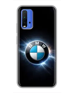 Чохол для Xiaomi Redmi 9T з картинкою «BMW — неонове сяйво»