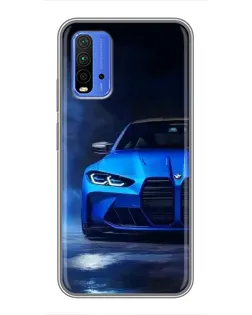 Чохол для Xiaomi Redmi 9T з картинкою «Блакитна BMW M4»