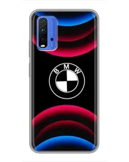 Чохол для Xiaomi Redmi 9T з картинкою «Логотип BMW та неонові дуги»