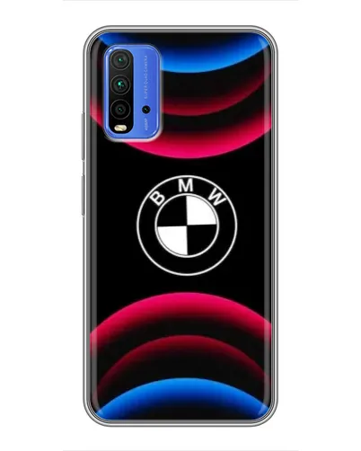 Чохол для Xiaomi Redmi 9T з картинкою «Логотип BMW та неонові дуги»