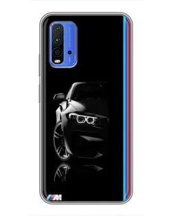 Чохол для Xiaomi Redmi 9T з картинкою «Силует BMW в темряві»