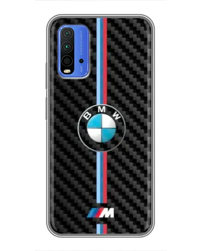 Чохол для Xiaomi Redmi 9T з картинкою «Емблема BMW та карбон»
