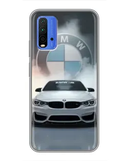 Чохол для Xiaomi Redmi 9T з картинкою «BMW в білому диму»