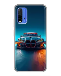 Чохол для Xiaomi Redmi 9T з картинкою «BMW — вогні неону»