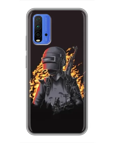 Чохол для Xiaomi Redmi 9T з картинкою «PUBG — вогняний силует»