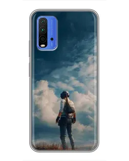 Чохол для Xiaomi Redmi 9T з картинкою «Герой PUBG на скелі»