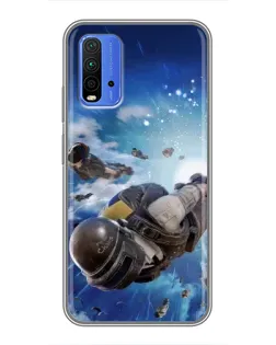 Чохол для Xiaomi Redmi 9T з картинкою «Десант PUBG — стрибок»