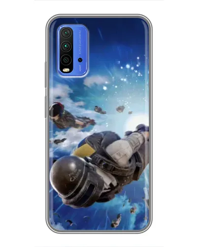Чохол для Xiaomi Redmi 9T з картинкою «Десант PUBG — стрибок»