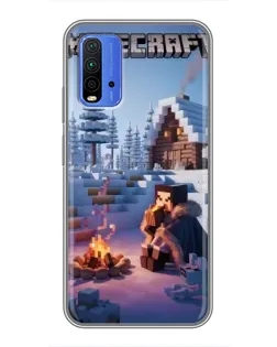Чохол для Xiaomi Redmi 9T з картинкою «Зимовий Minecraft»