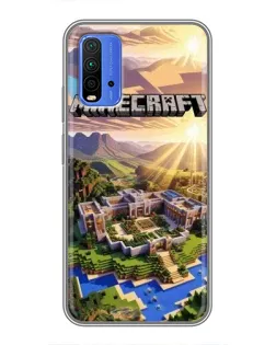 Чохол для Xiaomi Redmi 9T з картинкою «Minecraft панорама»