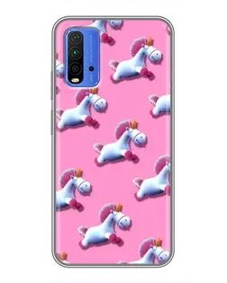 Чохол для Xiaomi Redmi 9T з картинкою «Єдинороги на рожевому»