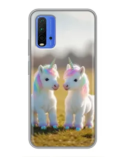 Чохол для Xiaomi Redmi 9T з картинкою «Пара єдинорогів»