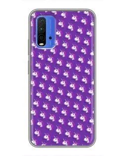 Чохол для Xiaomi Redmi 9T з картинкою «Єдинороги на фіолетовому»