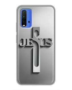 Чохол для Xiaomi Redmi 9T з картинкою «Металевий хрест Jesus»