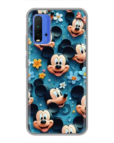 Чохол для Xiaomi Redmi 9T з картинкою «Паттерн Міккі та Мінні»