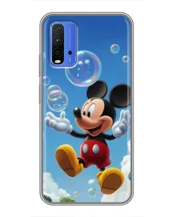 Чохол для Xiaomi Redmi 9T з картинкою «Mickey та мильні бульбашки»