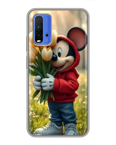 Чохол для Xiaomi Redmi 9T з картинкою «Міккі з тюльпанами»
