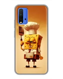 Чохол для Xiaomi Redmi 9T з картинкою «Губка Боб кухар»
