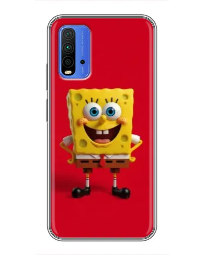 Чохол для Xiaomi Redmi 9T з картинкою «Спанч Боб на червоному»