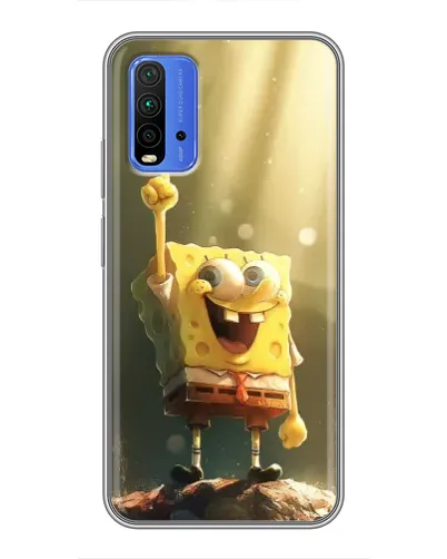 Чохол для Xiaomi Redmi 9T з картинкою «Сяючий Спанч Боб»