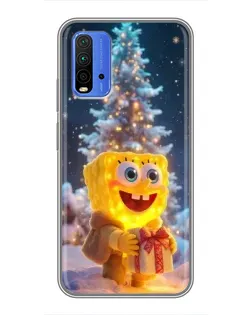 Чохол для Xiaomi Redmi 9T з картинкою «Різдвяний Спанч Боб»