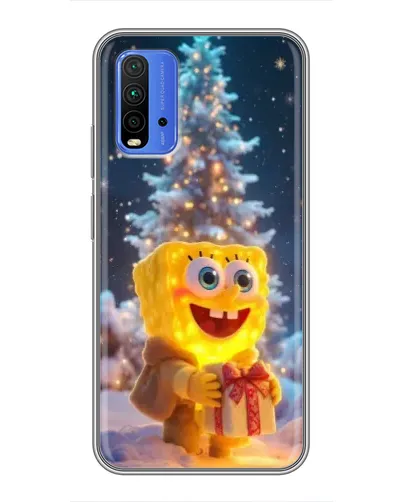 Чохол для Xiaomi Redmi 9T з картинкою «Різдвяний Спанч Боб»