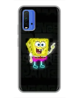 Чохол для Xiaomi Redmi 9T з картинкою «Неоновий Губка Боб»