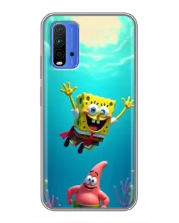 Чохол для Xiaomi Redmi 9T з картинкою «Спанч Боб під водою»