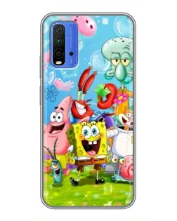Чохол для Xiaomi Redmi 9T з картинкою «Губка Боб та друзі»