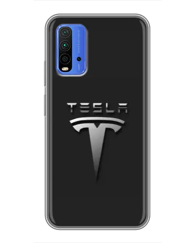Чохол для Xiaomi Redmi 9T з картинкою «Сталевий логотип Tesla»