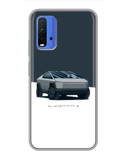 Чохол для Xiaomi Redmi 9T з картинкою «Сріблястий Cybertruck Tesla»